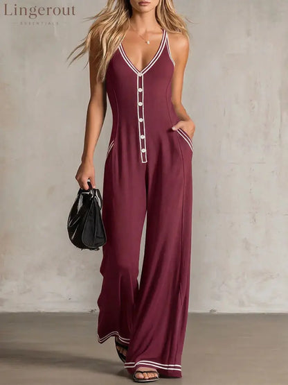 Elevated Everyday Wide-Leg Jumpsuit - Red / S