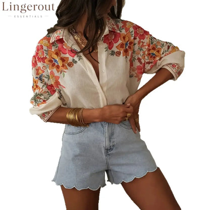 Embroidered Floral Button-Up Shirt