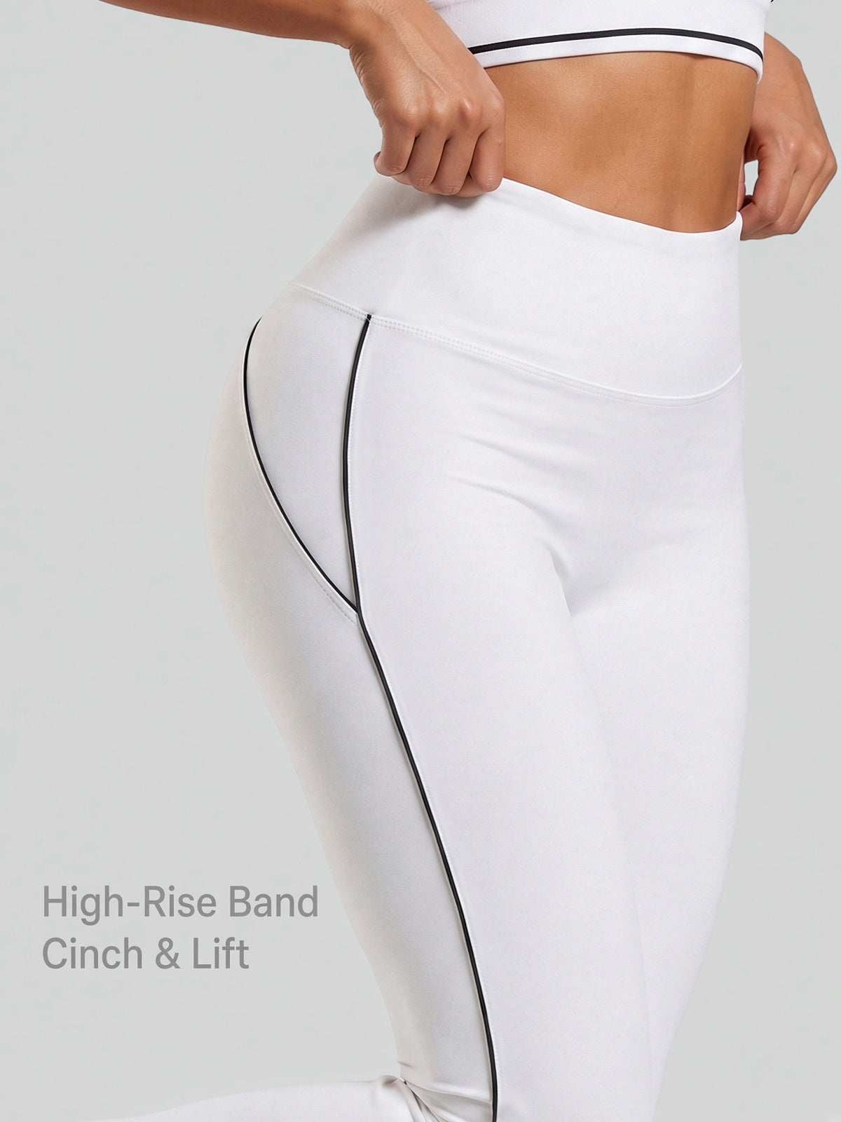 Contrast Seam High-Waist Flare Leggings