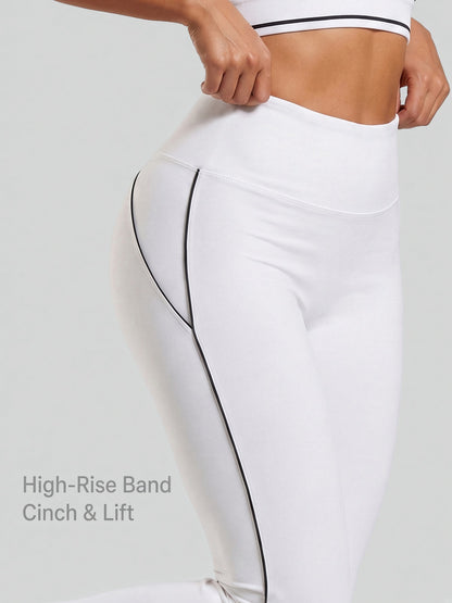 Contrast Seam High-Waist Flare Leggings