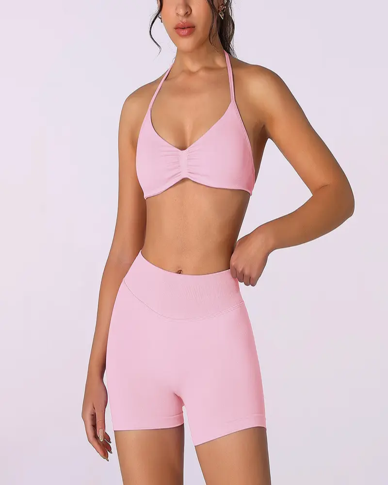 New Women's Sporty Yoga Set, High-Waist Tight-Fitting Shorts and Tank Top