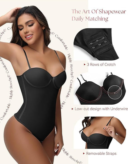 Back Lace-up Thong Seamless Shapewear Bodysuit