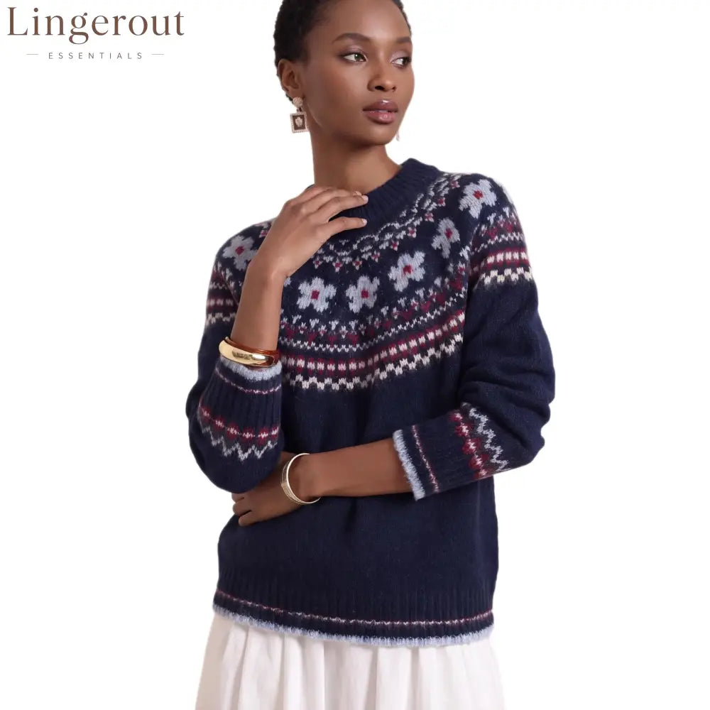 Fair Isle Retro Jacquard Knit Sweater