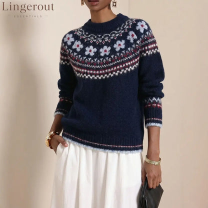 Fair Isle Retro Jacquard Knit Sweater