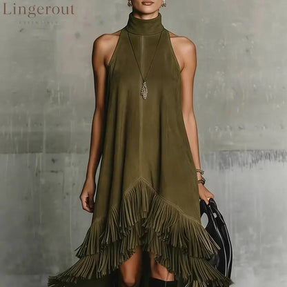 Fashion Tassel Vest Women’S Slim Sleeveless Vest Dress