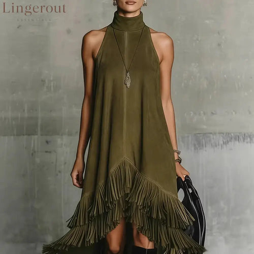 Fashion Tassel Vest Women’S Slim Sleeveless Vest Dress