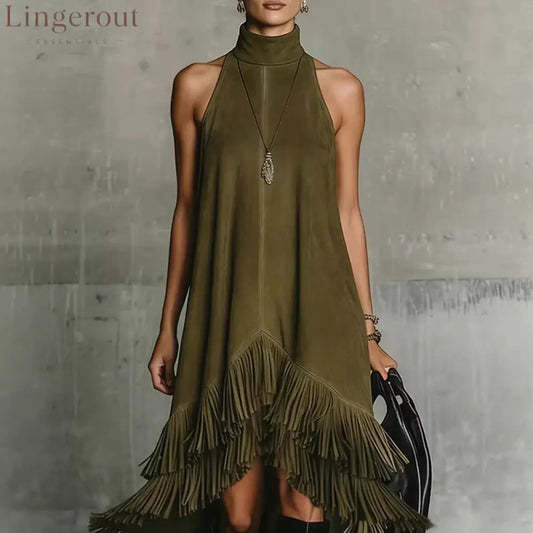 Fashion Tassel Vest Women’S Slim Sleeveless Vest Dress