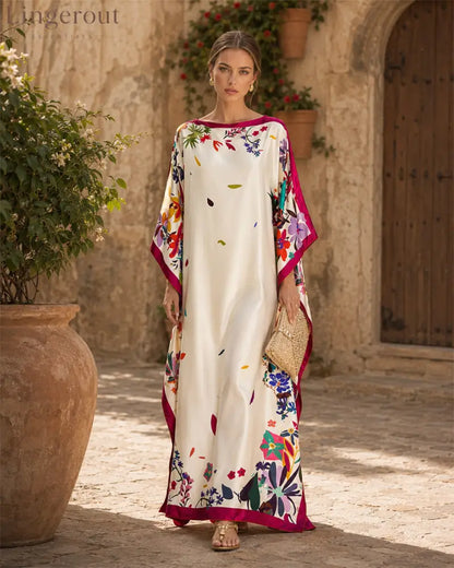 Fiora Garden Maxi Kaftan - Ivory Bloom Garden / XS - Maxi Dresses