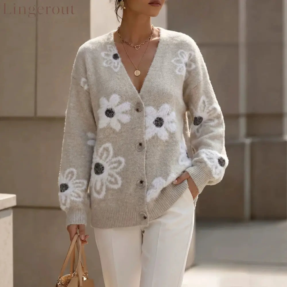 Floral Fuzzy Knit Cardigan