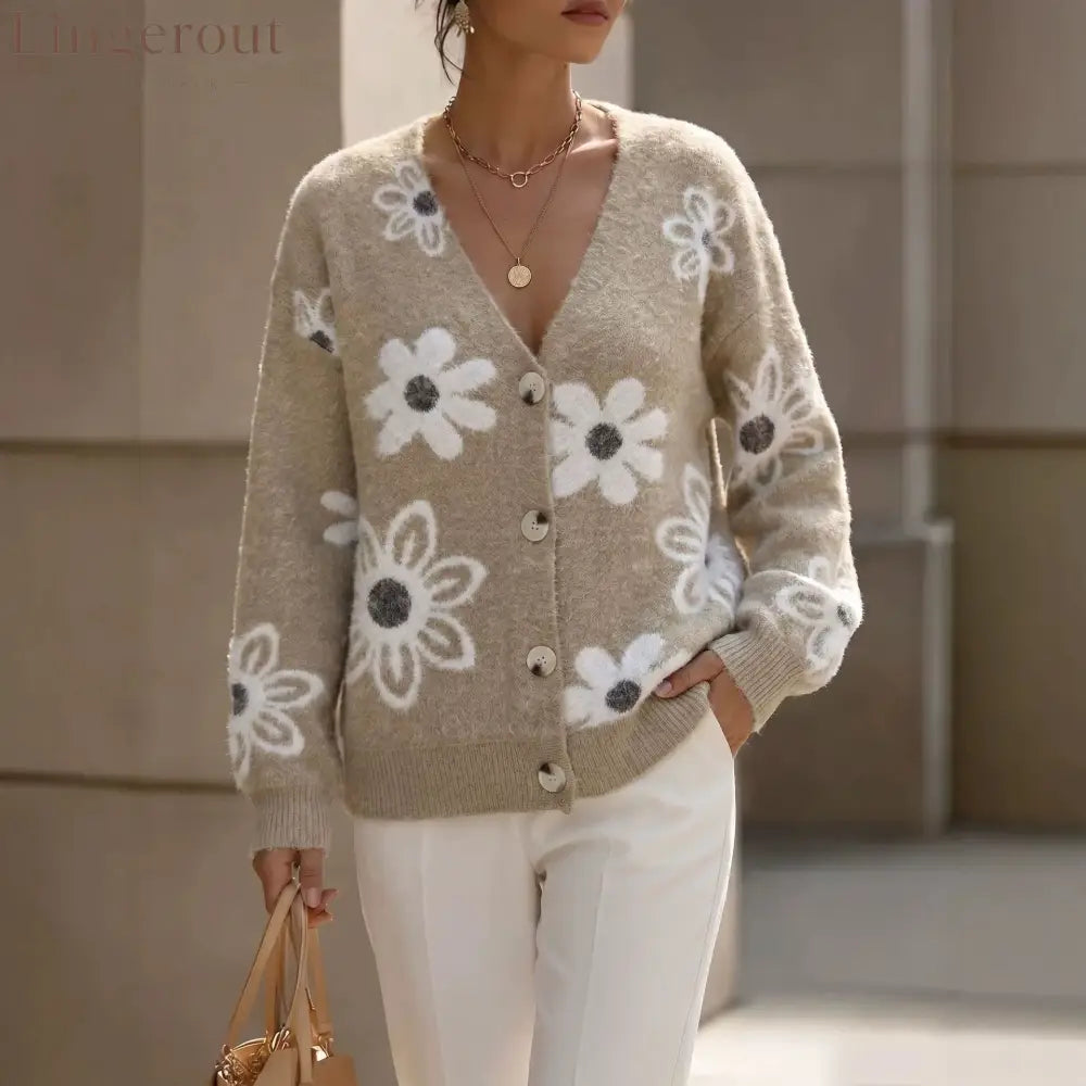 Floral Fuzzy Knit Cardigan