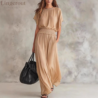 Flowy Wide-Leg Smocked Waist Jumpsuit