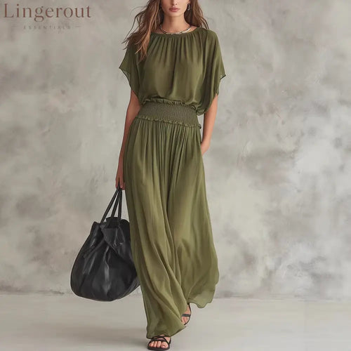 Flowy Wide-Leg Smocked Waist Jumpsuit