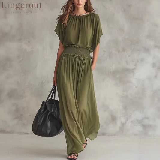 Flowy Wide-Leg Smocked Waist Jumpsuit