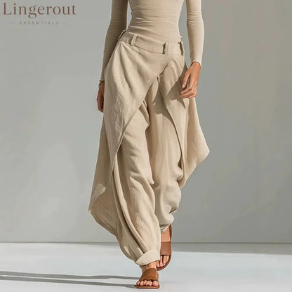 2026 European And American French One-Shoulder Slim Long-Sleeved Tops Irregular Wide-Leg Pants Temperament Casual