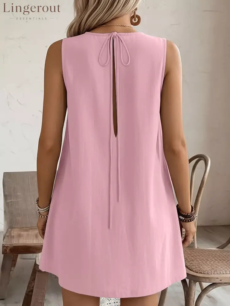 Frill Sleeveless Round Neck Dress