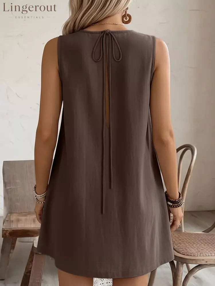 Frill Sleeveless Round Neck Dress
