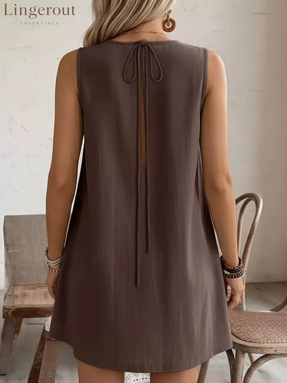 Frill Sleeveless Round Neck Dress