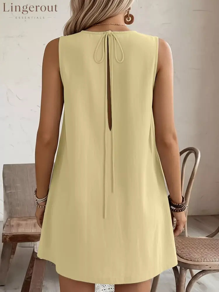 Frill Sleeveless Round Neck Dress