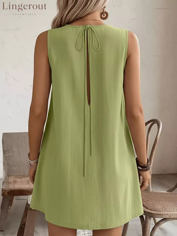 Frill Sleeveless Round Neck Dress