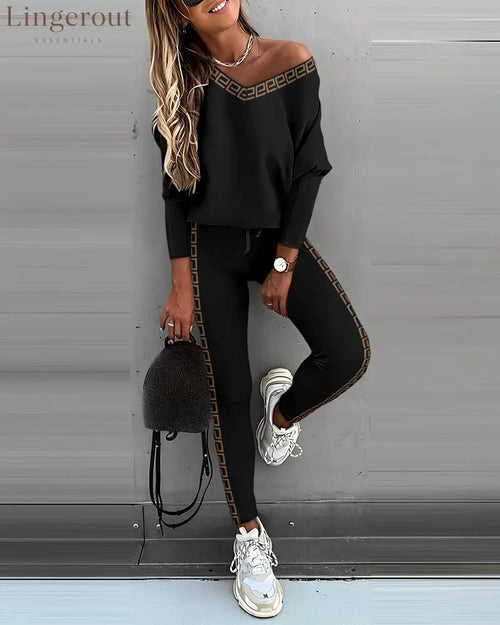 Geo Tape Patch Gigot Sleeve Top & Pants Set