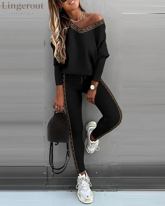 Geo Tape Patch Gigot Sleeve Top & Pants Set