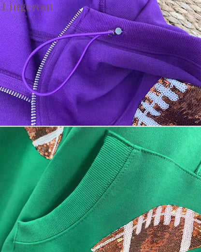 ‘Glam Kickoff’ Long Sleeve Zip Hoodie - Bra