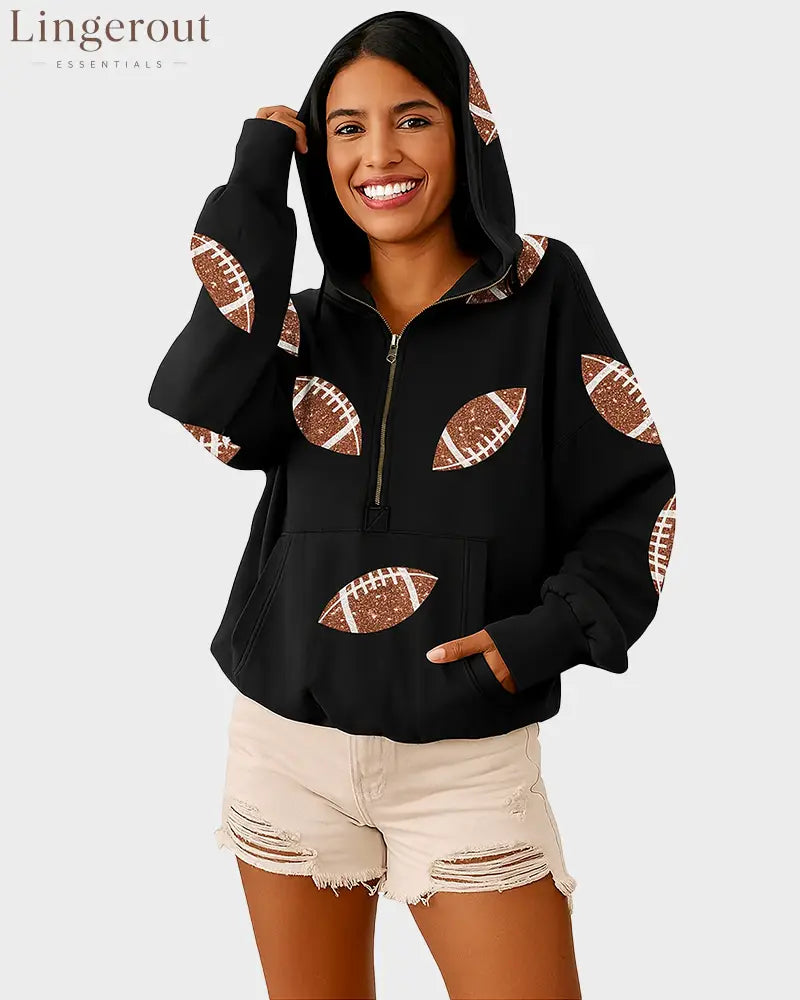 ‘Glam Kickoff’ Long Sleeve Zip Hoodie - Bra