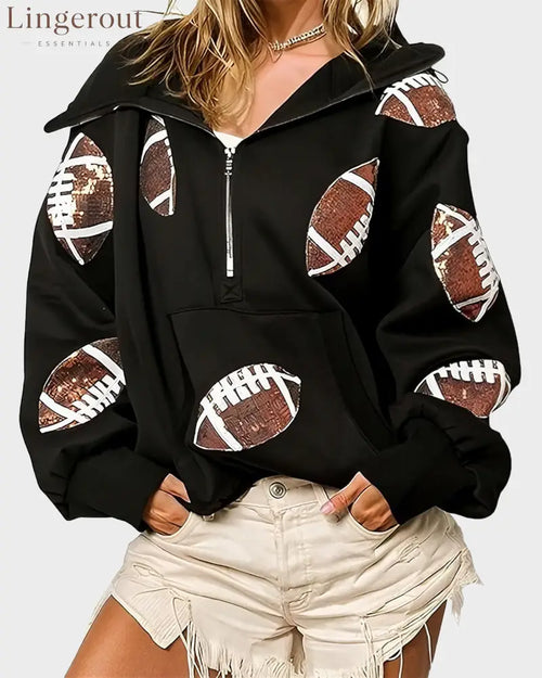 ‘Glam Kickoff’ Long Sleeve Zip Hoodie - Bra