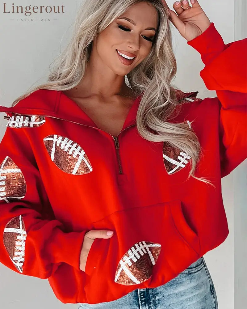 ‘Glam Kickoff’ Long Sleeve Zip Hoodie - Bra