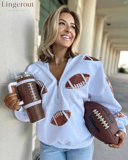 ‘Glam Kickoff’ Long Sleeve Zip Hoodie - Bra