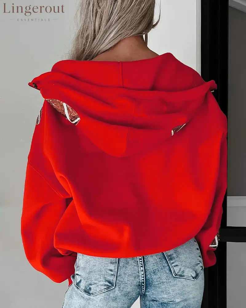 ‘Glam Kickoff’ Long Sleeve Zip Hoodie - Bra
