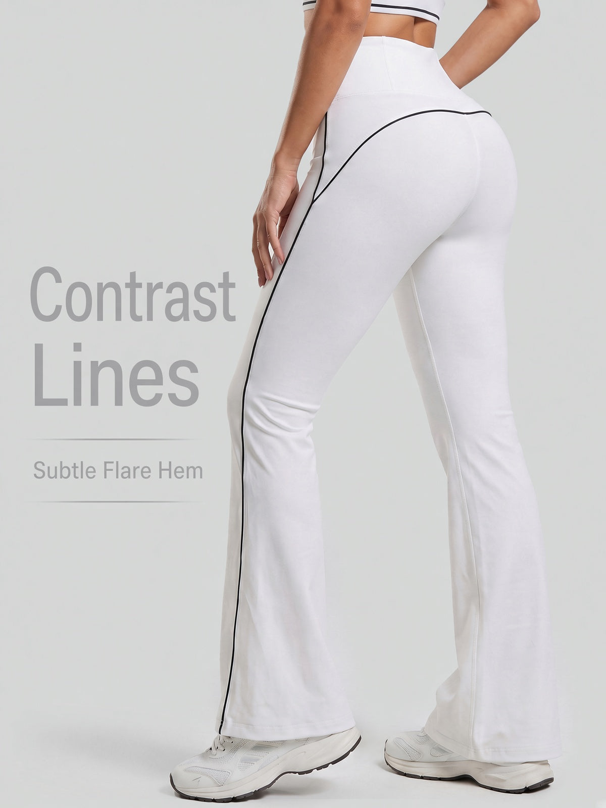 Contrast Seam High-Waist Flare Leggings