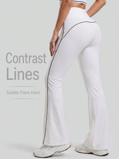 Contrast Seam High-Waist Flare Leggings