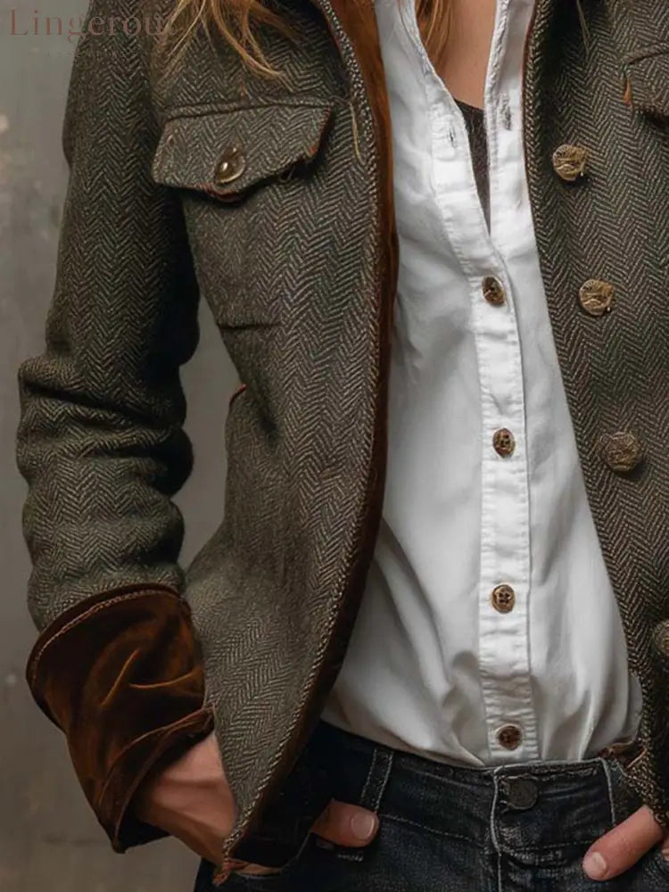 Groovy Collared Long Sleeve Outerwear