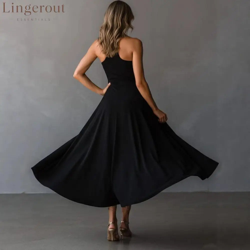 🌟 Halter Neck Sleeveless Midi Dress