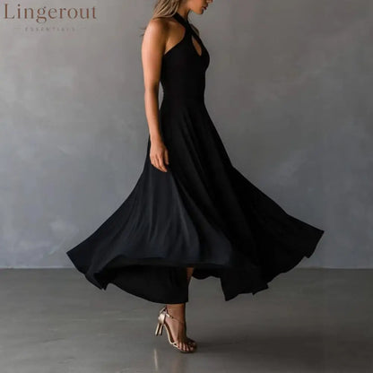 🌟 Halter Neck Sleeveless Midi Dress