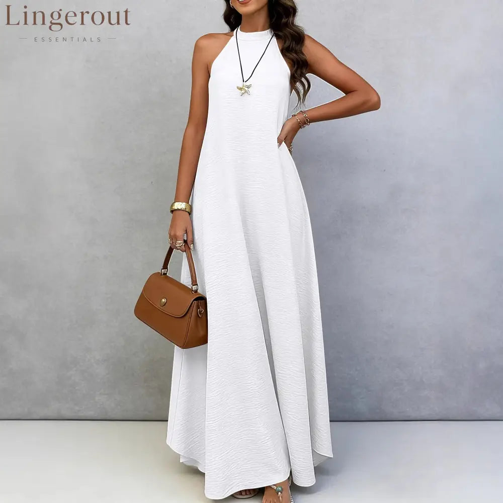 Halter Neck Tie-Back Maxi Dress