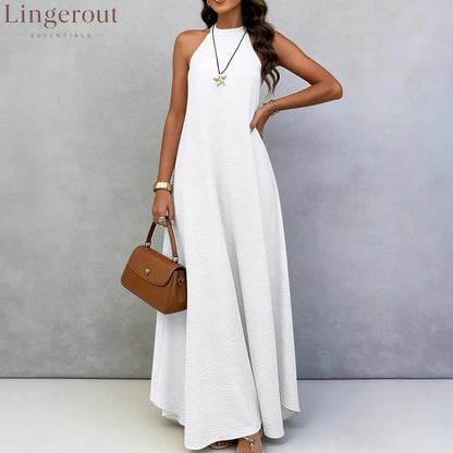 Halter Neck Tie-Back Maxi Dress