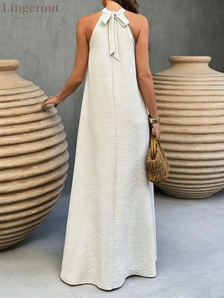 Halter Neck Tie-Back Maxi Dress
