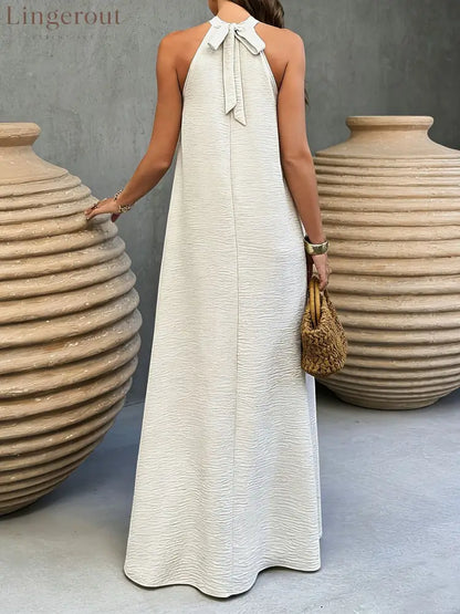 Halter Neck Tie-Back Maxi Dress