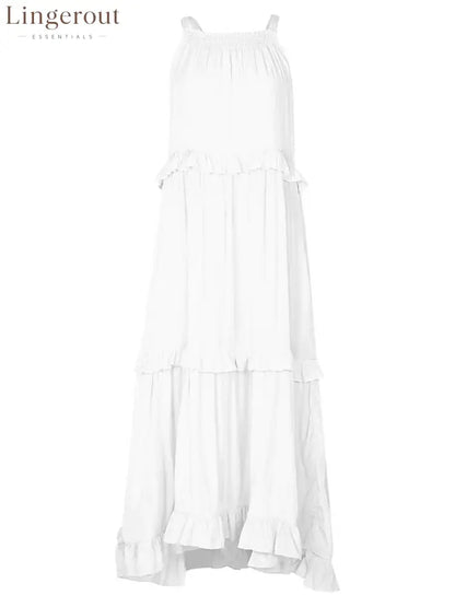 Halter Ruffle Tiered Flowy Maxi Dress