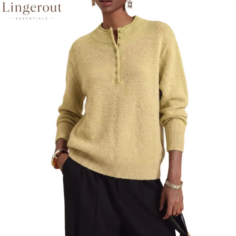 Henley Button Knit Sweater