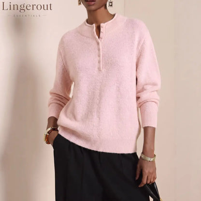 Henley Button Knit Sweater