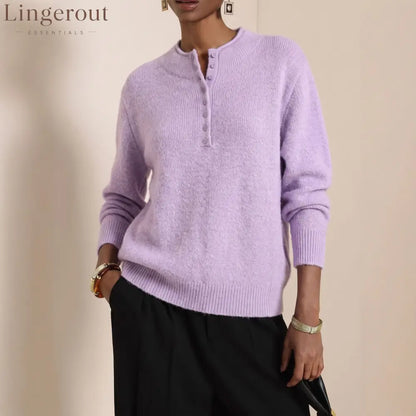 Henley Button Knit Sweater