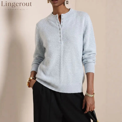 Henley Button Knit Sweater