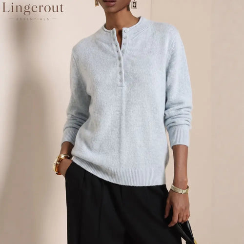 Henley Button Knit Sweater