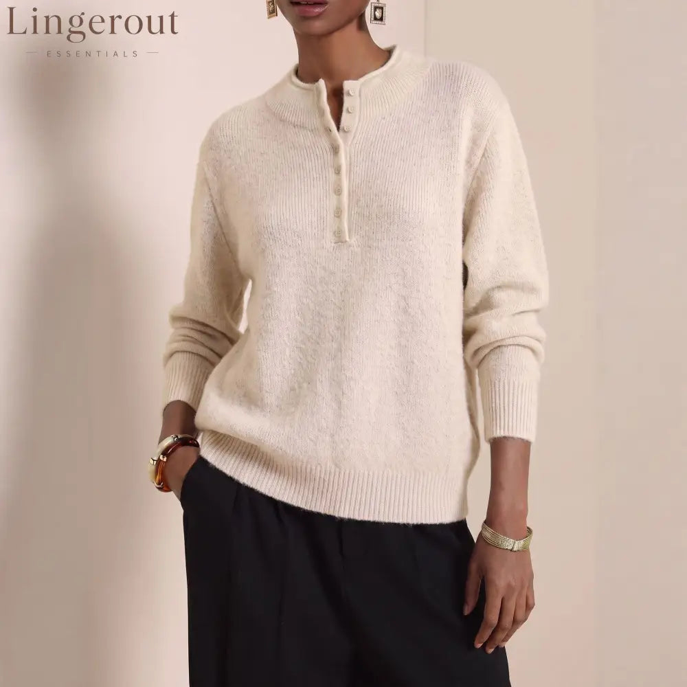 Henley Button Knit Sweater