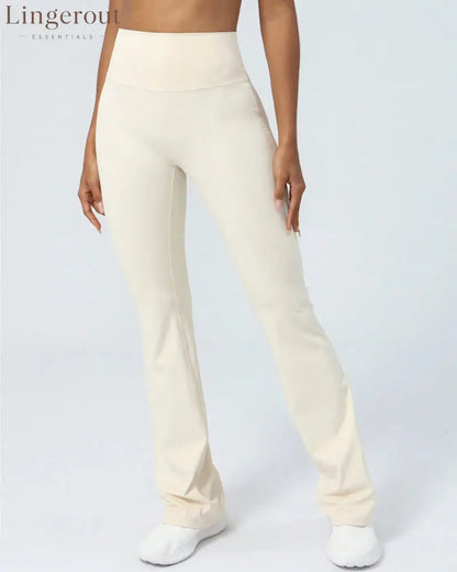 High Waist Butt-lifting Flare Leggings For Women - Beige / S