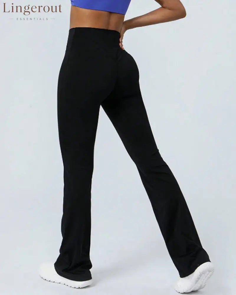 High Waist Butt-lifting Flare Leggings For Women - Black / S