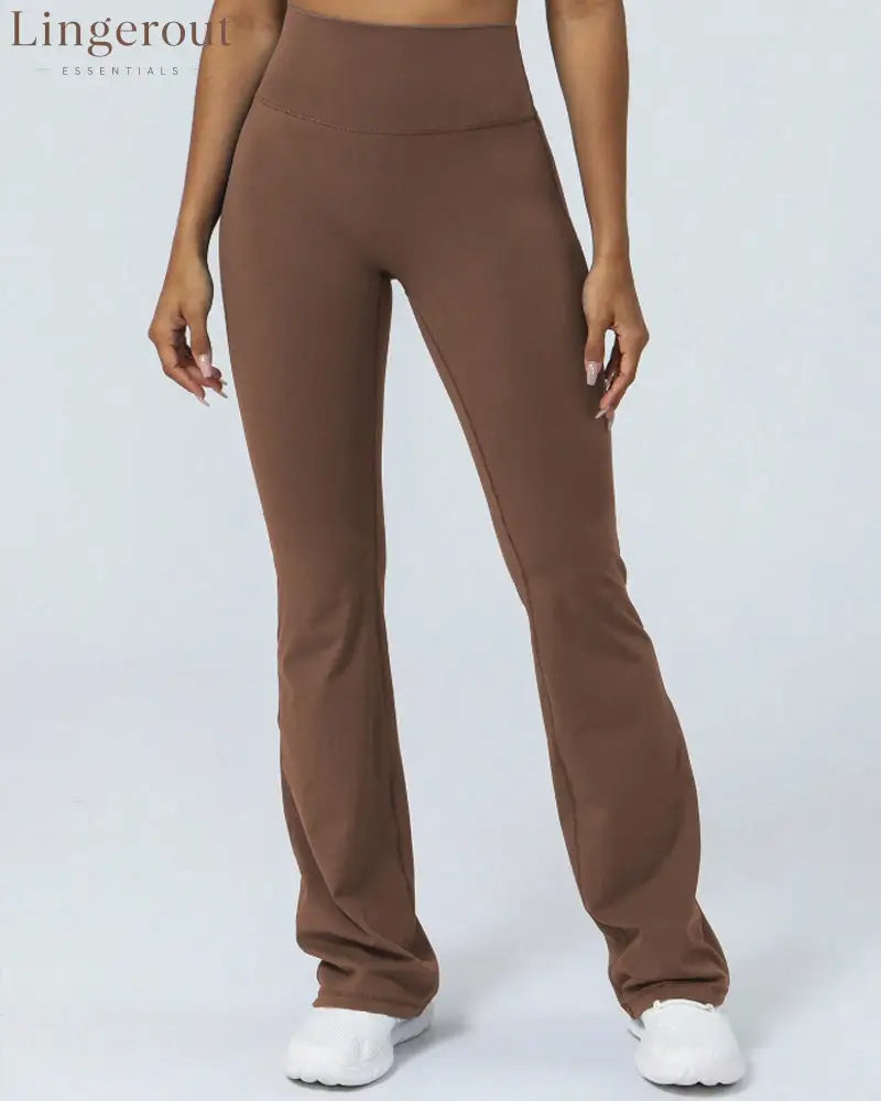 High Waist Butt-lifting Flare Leggings For Women - Brown / S